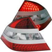 MBZ S CLASS W220 S430/S450/S500/S550/S600/S55 AMG 00-05 L.E.D TAIL LIGHTS RED/CLEAR (MID-SILVER)