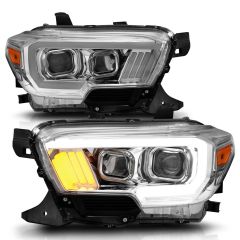 TOYOTA TACOMA 16-22 PROJECTOR PLANK STYLE HEADLIGHTS CHROME W/ AMBER (FOR HALOGEN DRL)