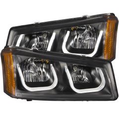 CHEVY SILVERADO / AVALANCHE 03-06 CRYSTAL HEADLIGHTS U-BAR BLACK ( NOT FOR AVALANCHE MODELS WITH BODY CLADDING)