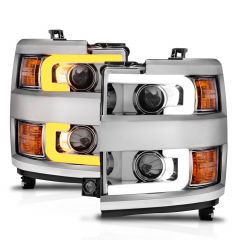 CHEVROLET SILVERADO 15-19 2500HD,3500HD PROJECTOR SWITCHBACK HEADLIGHT CHROME HOUSING (CHROME TRIM)(FOR HALOGEN MODELS ONLY)