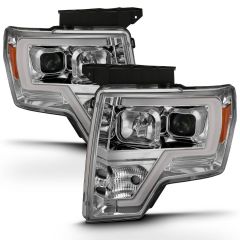 FORD F-150 09-14 PROJECTOR HEADLIGHT WITH CHROME HOUSING AND LIGHT BAR (FOR HALOGEN MODELS ONLY)