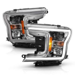 FORD F-150 18-20 PROJECTOR HEADLIGHTS  BAR STYLE W/ CHROME HOUSING