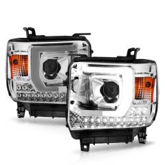 GMC SIERRA 1500 14-15 /2500HD/3500HD 15-19 PROJECTOR HEADLIGHTS W/ C BAR CHROME (FOR HALOGEN MODELS WITH OUT FACTORY LED DRL)