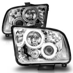 FORD MUSTANG 05-09 PROJECTOR HEADLIGHTS CHROME W/ RX HALO