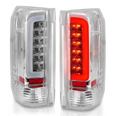 FORD F-150 89-96 F-250/F-350/F-450 89-96 BRONCO 88-96 LED TAILLIGHTS CHROME HOUSING CLEAR LENS