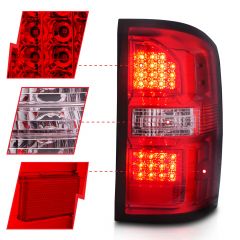 GMC SIERRA 1500 14-15 / 2500HD/3500HD 15-19 LED TAIL LIGHTS RED CLEAR LENS W/ CHROME HOUSING (NON-OEM LED ONLY)