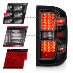 CHEVY SILVERADO 14-18 LED TAIL LIGHTS BLACK HOUSING WITH CLEAR LENS (NON-OEM LED ONLY)