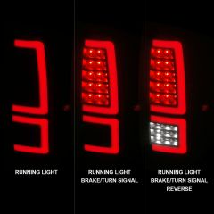 TOYOTA TUNDRA 14-21 FULL LED TAIL LIGHTS BLACK HOUSING SMOKE LENS (SEQUENTIAL SIGNAL)(RED LIGHT BAR)
