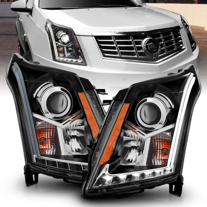 CADILLAC SRX 10-14 PROJECTOR HEADLIGHTS PLANK STYLE IN BLACK HOUSING