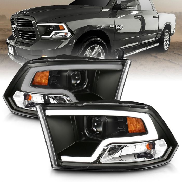 DODGE RAM 1500 09-18 /RAM 2500/3500 10-18 PROJECTOR PLANK STYLE HEADLIGHTS BLACK CLEAR AMBER (FOR NON-PROJECTOR MODELS)