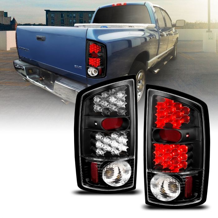For 02-06 Dodge Ram 1500 2500 3500 Pickup Black Parking Tail Lights Brake Lamps 