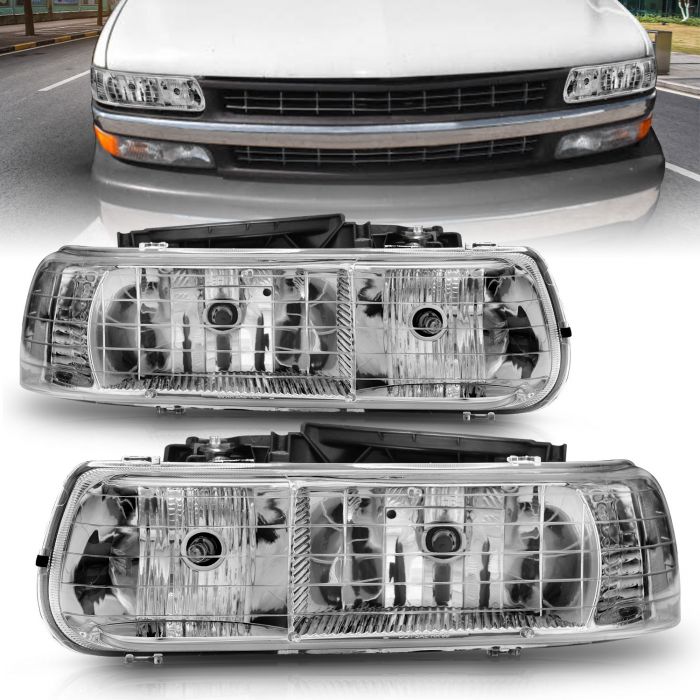 Anzo USA Crystal Headlights Chrome for Chevrolet Silverado/Subruban/Tahoe 99-06