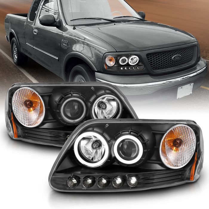 FORD F-150 97-03 / EXPEDITION 97-02 PROJECTOR HEADLIGHTS BLACK w/ HALO &  LED (CCFL) 1 PC