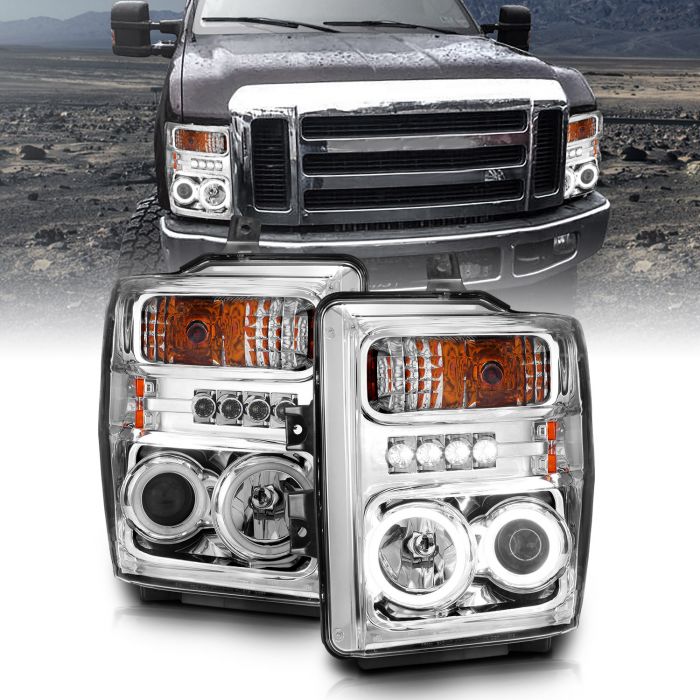 Details about   Anzo USA Crystal Headlights CRM w/ 2PC Corner Lights for Ford F-250/F-350 99-04