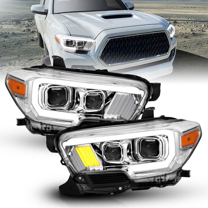 TOYOTA TACOMA 16-22 PROJECTOR PLANK STYLE HEADLIGHTS CHROME (FOR LED DRL)