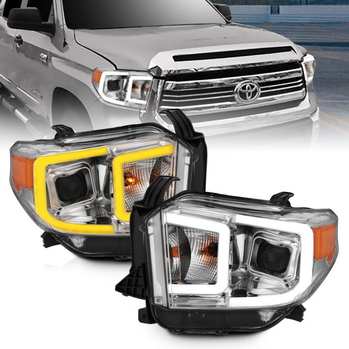 TOYOTA TUNDRA 14-17 PROJECTOR HEADLIGHTS BAR STYLE SWITCH W/ CHROME HOUSING (FOR HALOGEN DRL MODELS)