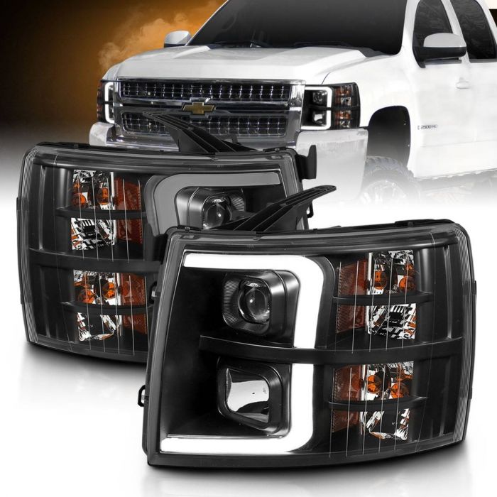 CHEVY SILVERADO 1500/2500/3500 07-13 /1500 HYBRID 09-13 PROJECTOR PLANK STYLE WITH BLACK HOUSING 