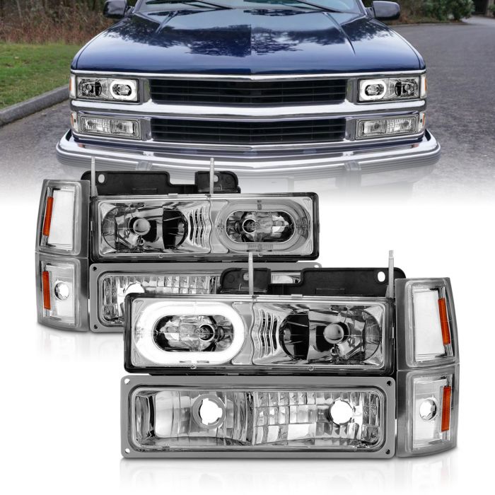 Anzo USA Crystal Headlights Chrome for Chevrolet Silverado/Subruban/Tahoe 99-06