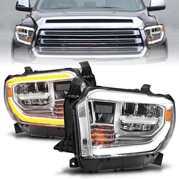 TOYOTA TUNDRA 14-17 LED CRYSTAL SWITCHBACK PLANK STYLE HEADLIGHTS CHROME(LED HIGH/LOW BEAM)(FOR OEM HALOGEN MODEL W/ HALOGEN DRL)