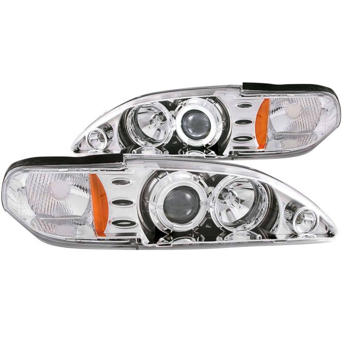 FORD MUSTANG 94-98 1 PC PROJECTOR HEADLIGHTS CHROME W/ HALO