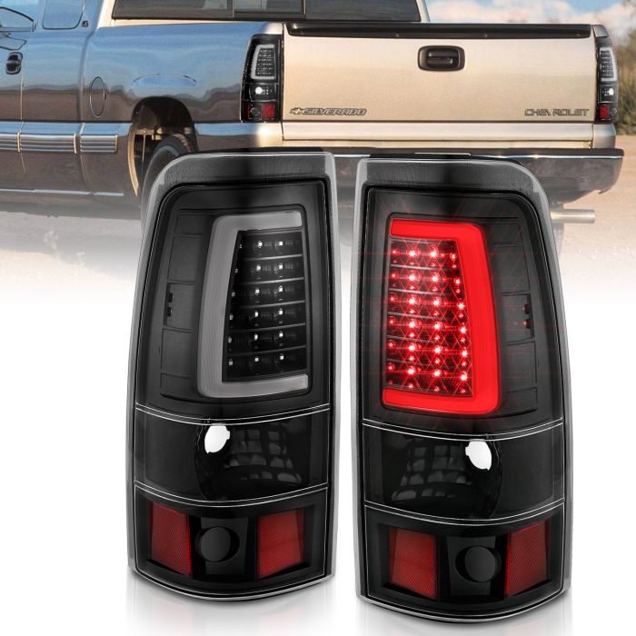 LED Tail Lights 03-06 Chevy Silverado 1500 2500 Pickup Black Headlights Bumper