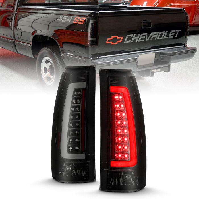 RED 3D LED C-BAR FOR 88-00 CHEVY GMC C/K PICKUP TAIL LIGHT BRAKE LAMP CHROME 