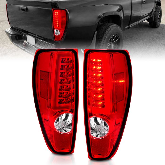 CHEVY COLORADO 04-12 / GMC CANYON 04-12 LED C LIGHT BAR TAIL LIGHTS CHROME RED/CLEAR LENS 