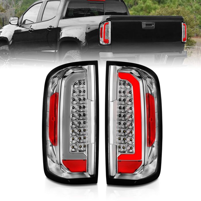 CHEVROLET COLORADO 15-21 LED TAIL LIGHTS CHROME HOUSING WITH CLEAR LENS