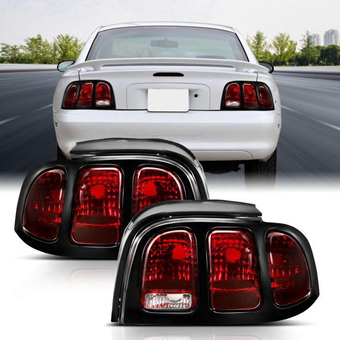 FORD MUSTANG 96-98 TAILLIGHTS DARK RED LENS (OE STYLE)
