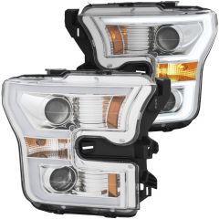 FORD F-150 15 -17 PROJECTOR PLANK STYLE H.L. CHROME CLEAR AMBER