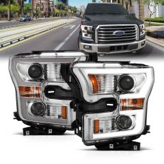 FORD F-150 15 -17 PROJECTOR PLANK STYLE SWITCHBACK H.L. CHROME / AMBER 