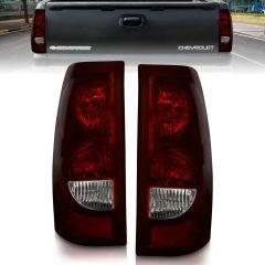 CHEVY SILVERADO 03-06 1500/2500/3500 Single Rear Wheels/07 Classic Single Rear Wheels TAIL LIGHTS DARK RED AND CLEAR LENS (BLACK RIM) (OE STYLE)