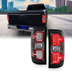 CHEVY SILVERADO 14-18 LED TAIL LIGHTS BLACK HOUSING CLEAR LENS (SEQUENTIAL SIGNAL)