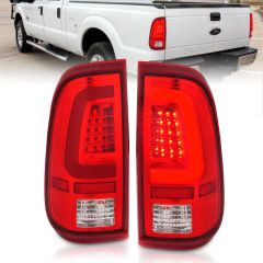 FORD F-250/F-350/F-450/F-550 SUPER DUTY 08-16 LED TAIL LIGHTS CHROME HOUSING RED/CLEAR LENS  