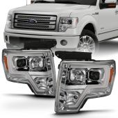 Ford F150 09-14 PROJECTOR LIGHT BAR H.L. CHROME AMBER PAIR