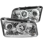 DODGE CHARGER 06-10 PROJECTOR HEADLIGHTS CHROME w/ HALO & LED