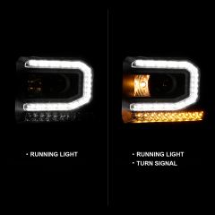 GMC SIERRA 1500 16-19 PROJECTOR HEADLIGHT PLANK STYLE BLACK W/ SEQUENTIAL AMBER SIGNAL (HID Compatible, No HID Kit )