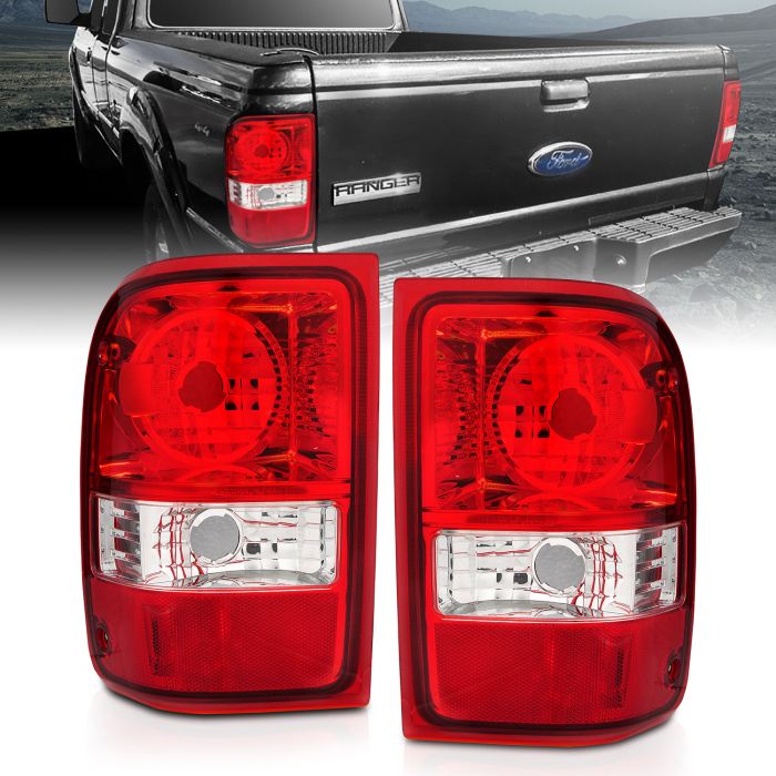For Ford Ranger Pickup Truck Red Clear Rear Tail Lights Brake Lamps Turn Signal Replacement Left+Right 